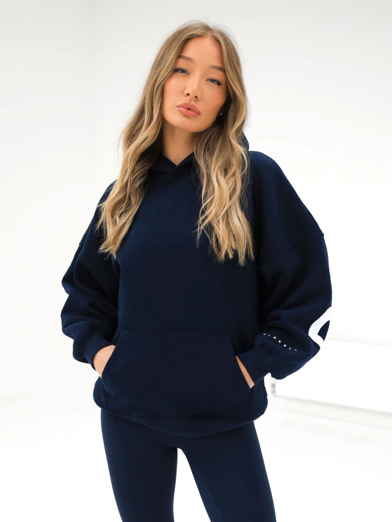 Navy Blue Blakely Isabel Oversized Hoodie | UFWQ-06254