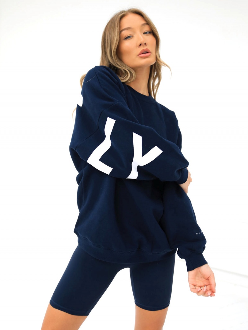 Navy Blue Blakely Isabel Oversized Jumper | WTJZ-10754