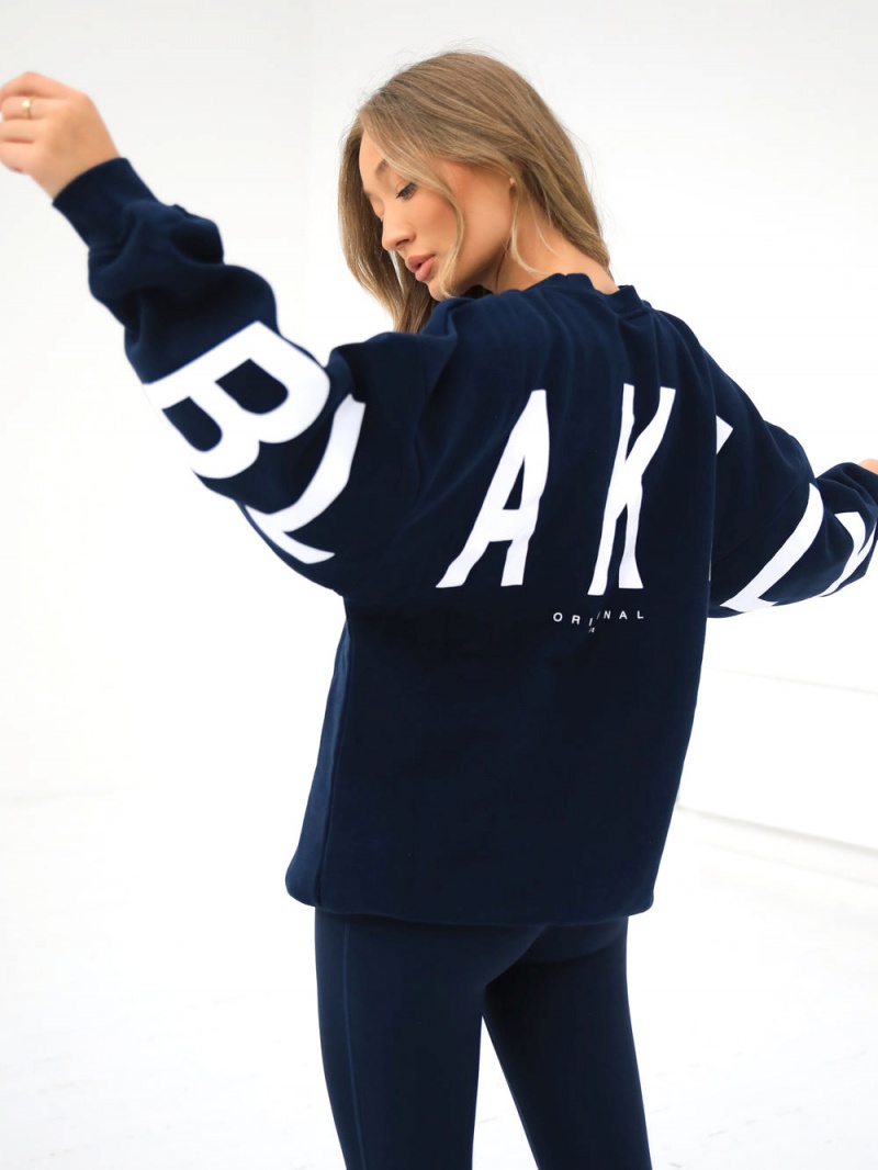 Navy Blue Blakely Isabel Oversized Jumper | WTJZ-10754