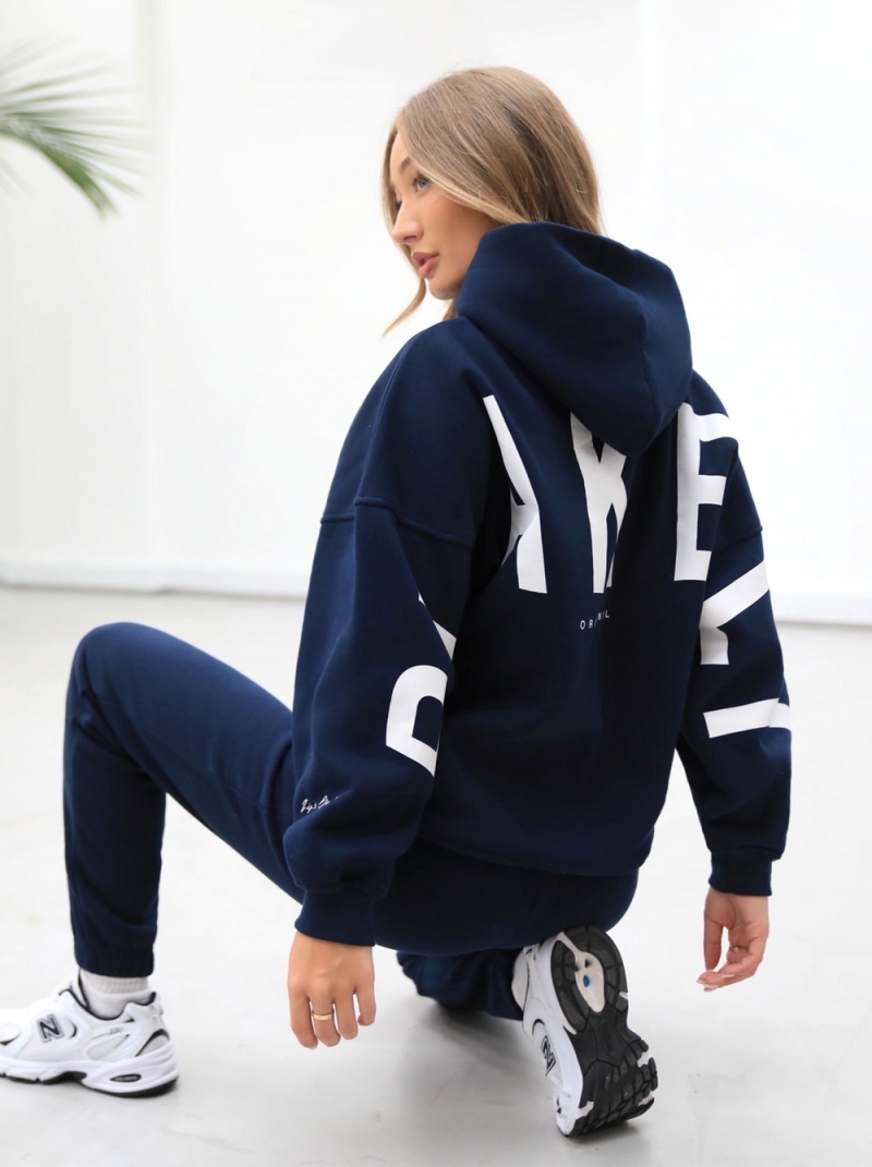 Navy Blue Blakely Life & Style Isabel Oversized Hoodie | WQPL-62175