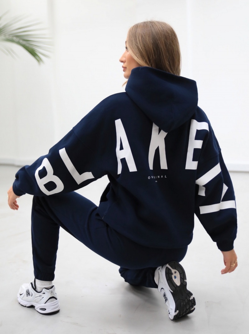 Navy Blue Blakely Life & Style Isabel Oversized Hoodie | WQPL-62175