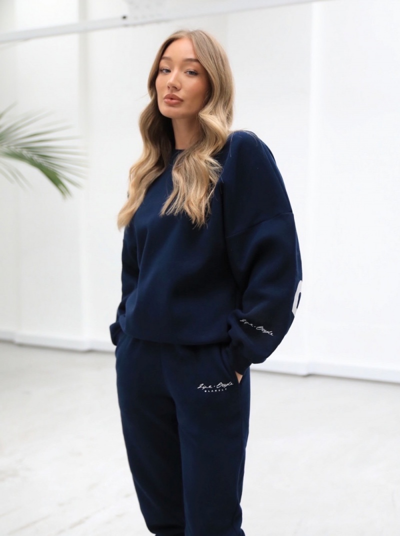Navy Blue Blakely Life & Style Isabel Oversized Jumper | EYJQ-51827