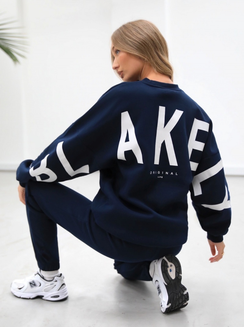 Navy Blue Blakely Life & Style Isabel Oversized Jumper | EYJQ-51827