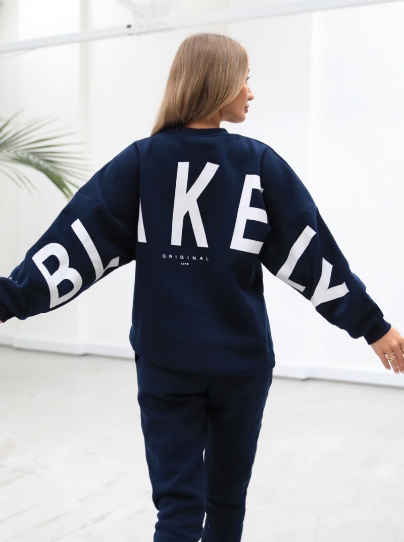 Navy Blue Blakely Life & Style Isabel Oversized Jumper | EYJQ-51827