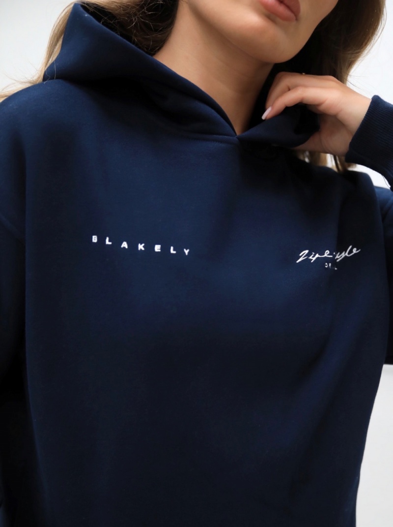 Navy Blue Blakely Life & Style Oversized Hoodie | TUDS-54682