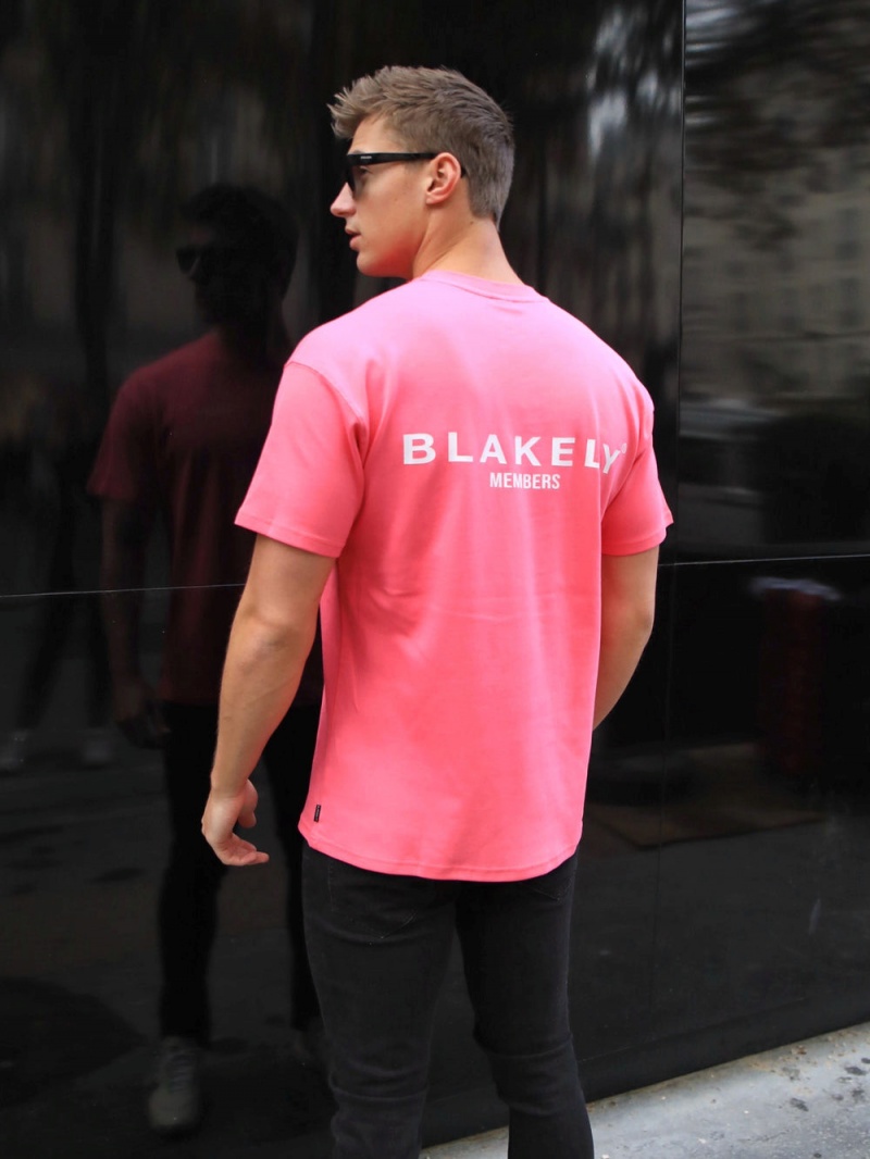 Neon Pink Blakely Members Relaxed T-Shirt | WEDT-91807