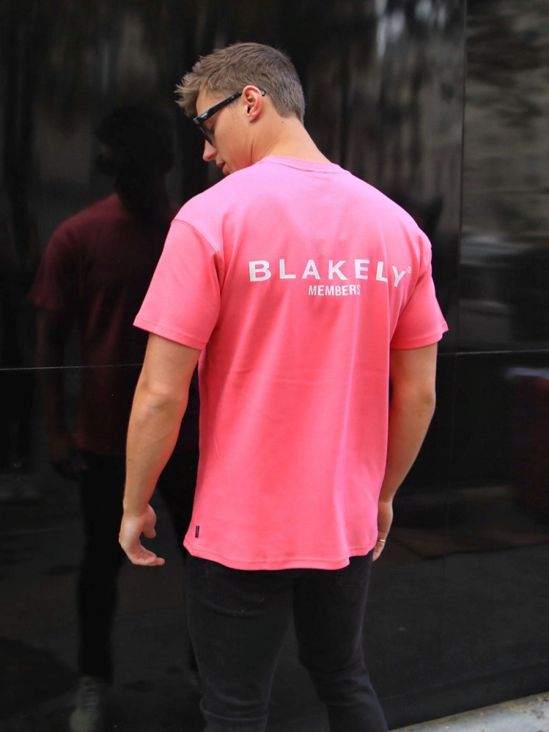 Neon Pink Blakely Members Relaxed T-Shirt | WEDT-91807