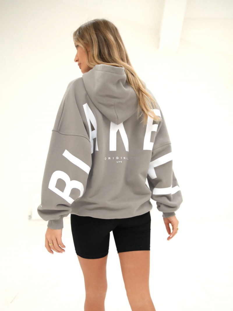 Neutral Grey Blakely Isabel Oversized Hoodie | KHZD-28306