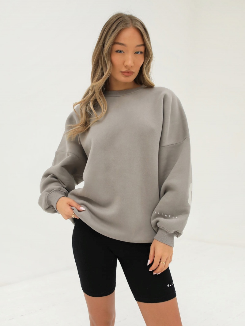 Neutral Grey Blakely Isabel Oversized Jumper | BYGR-17436