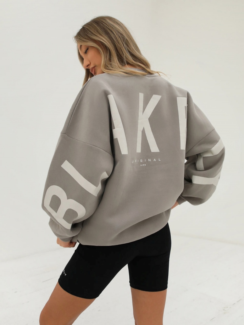 Neutral Grey Blakely Isabel Oversized Jumper | FNHX-12658