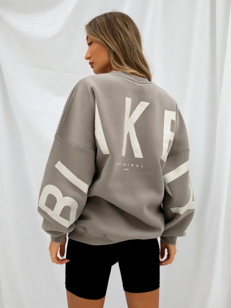 Neutral Grey Blakely Isabel Oversized Jumper | FNHX-12658