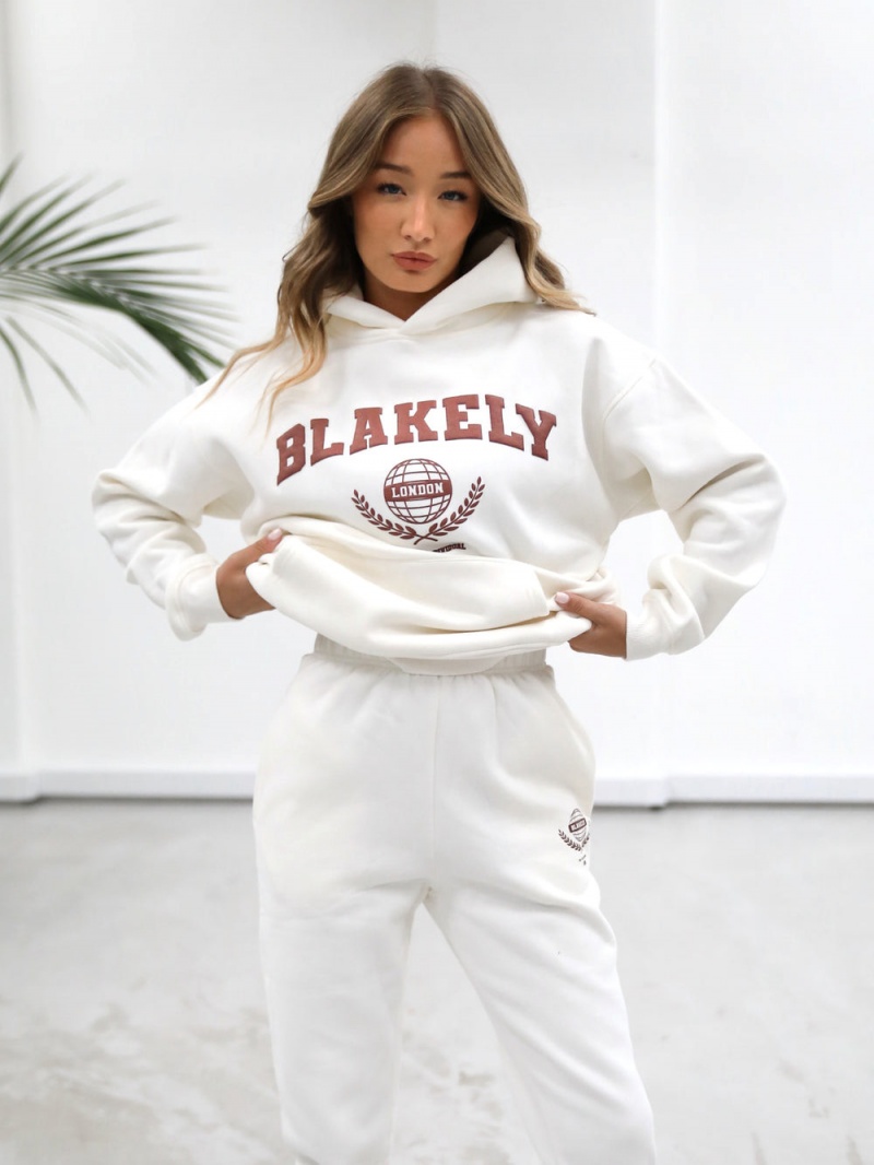 Off White Blakely Women's Varsity Relaxed Hoodie | UBEP-52098