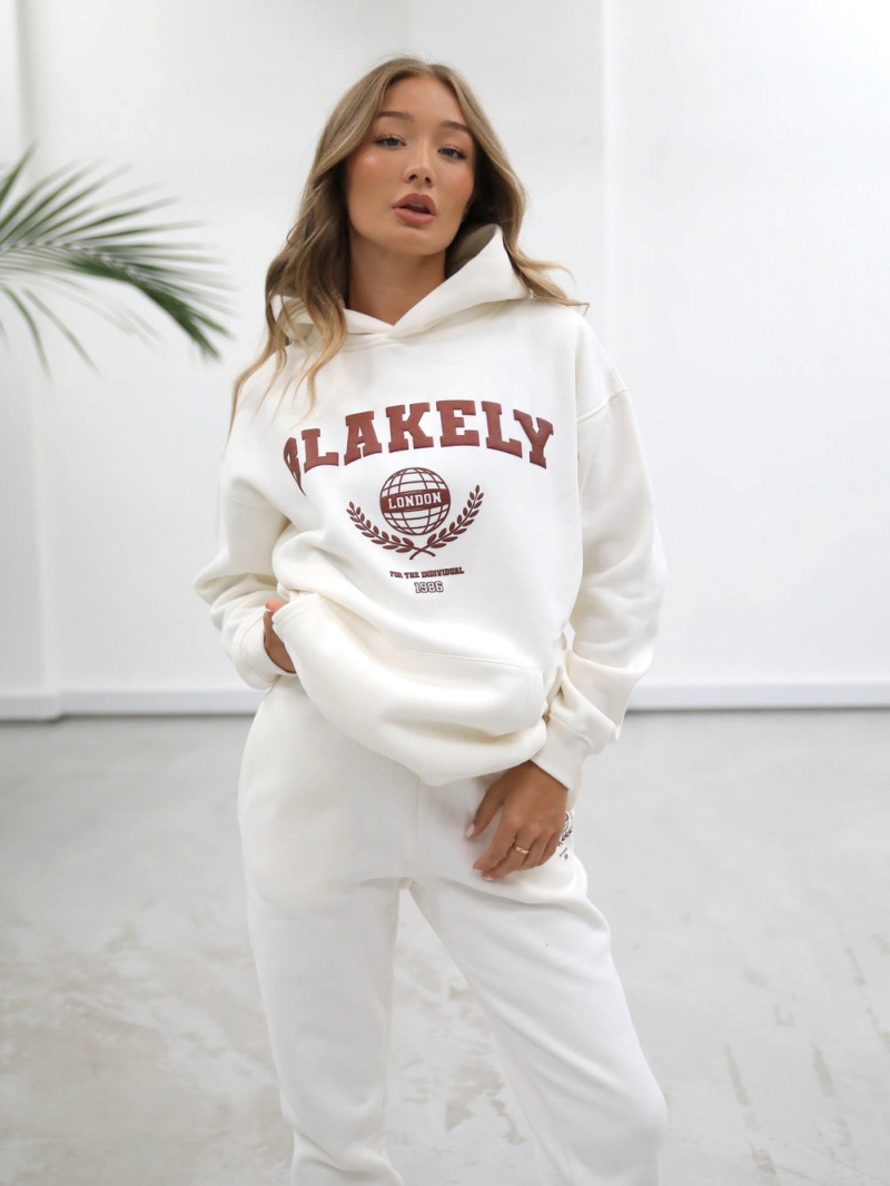 Off White Blakely Women's Varsity Relaxed Hoodie | UBEP-52098