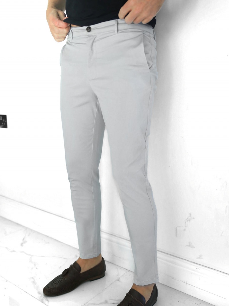 Pale Grey Blakely Kingsley Slim Fit Tailored Chinos | DTYA-37960