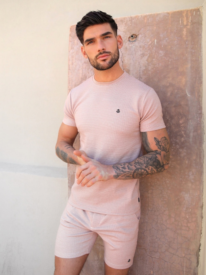 Pink Blakely Midar Check T-Shirt | JEPO-43701