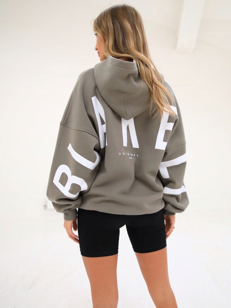 Safari Green Blakely Isabel Oversized Hoodie | CJEY-79850