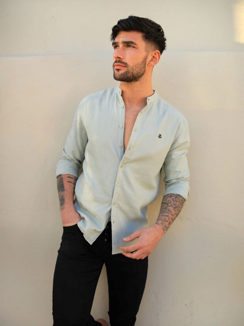 Sage Green Blakely Berkane Linen Shirt | HVYR-36145