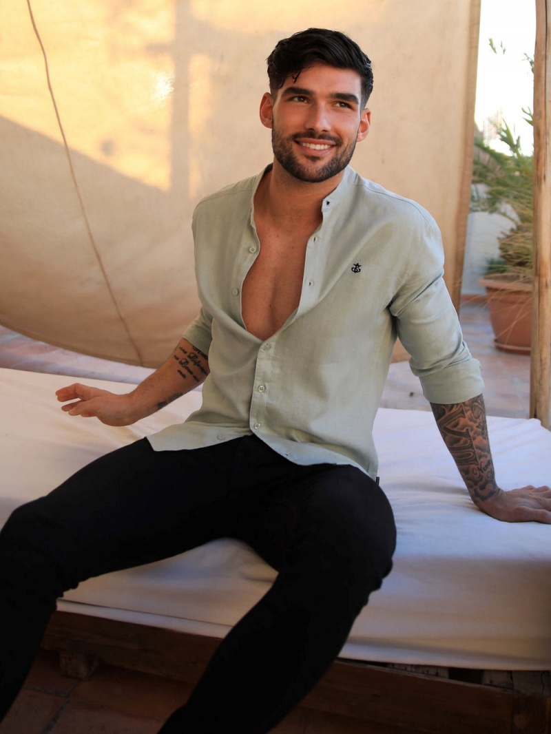 Sage Green Blakely Berkane Linen Shirt | HVYR-36145