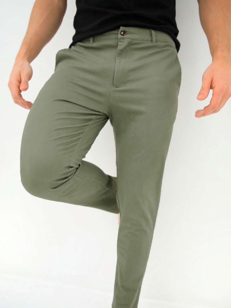 Sage Green Blakely Kingsley Slim Fit Tailored Chinos | ZOPD-10296