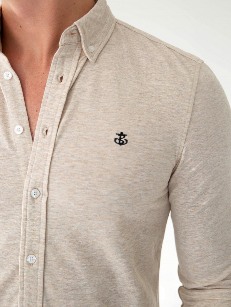 Sand Blakely Arlo Soft Stretch Shirt | RVGQ-84603