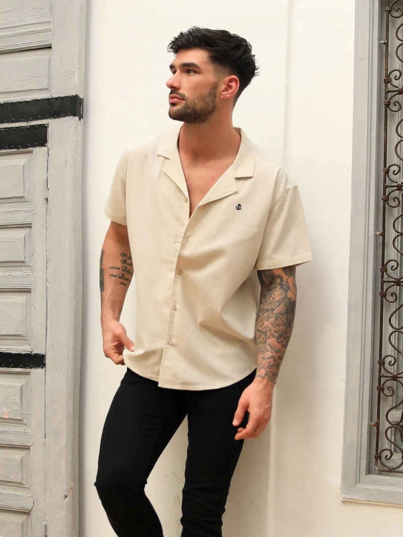 Sand Blakely Nador Open Collared Shirt | ZLWV-01954