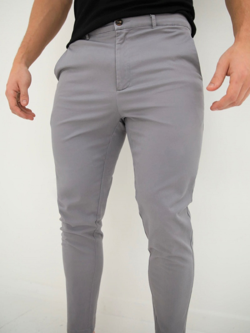 Slate Grey Blakely Kingsley Slim Fit Tailored Chinos | SXYZ-84379