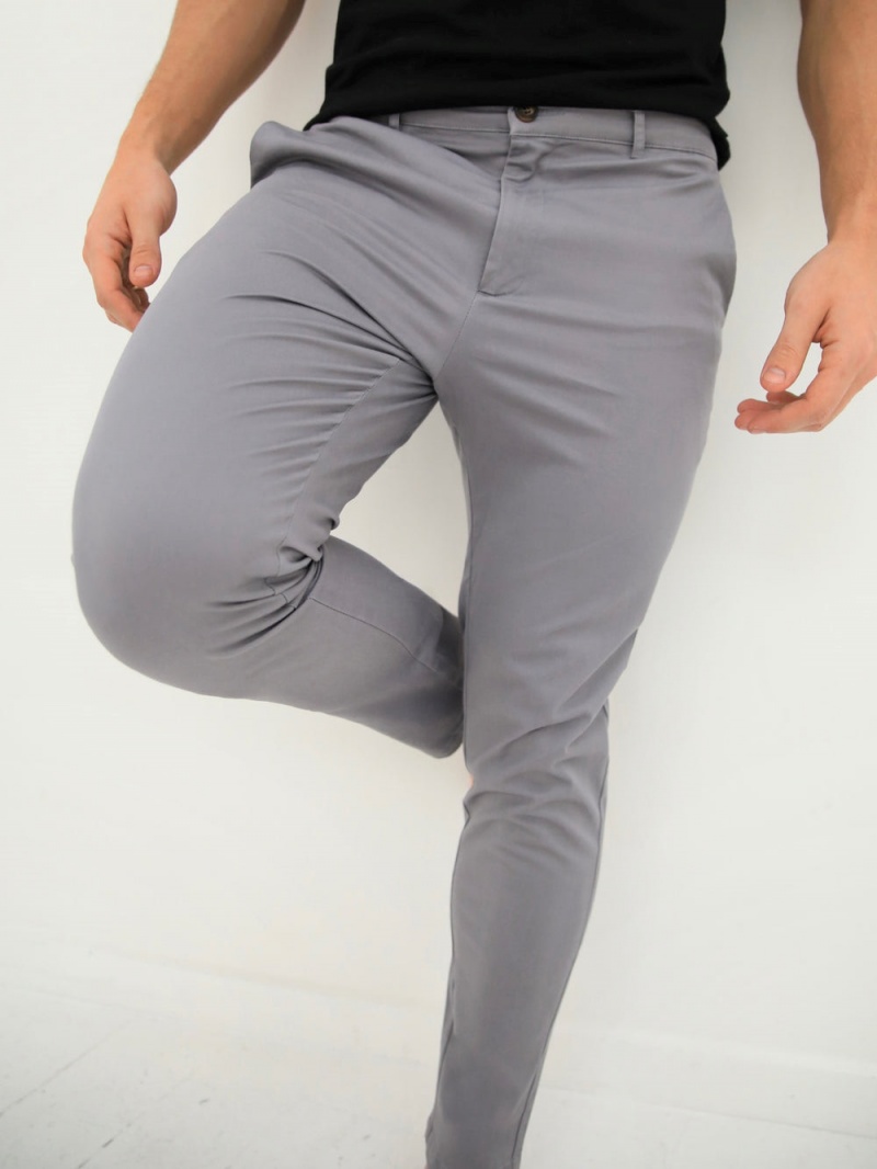 Slate Grey Blakely Kingsley Slim Fit Tailored Chinos | SXYZ-84379