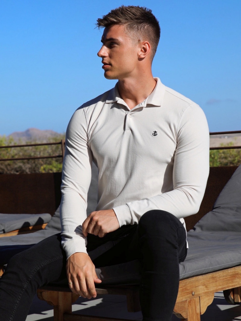 Stone Blakely Harrow Long-Sleeve Polo Shirt | OWMF-25130