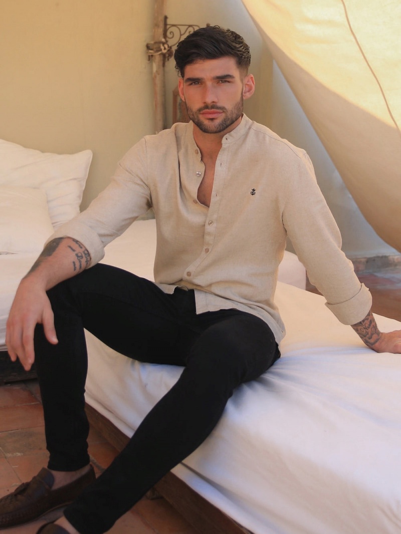 Tan Blakely Berkane Linen Shirt | PTCR-39842