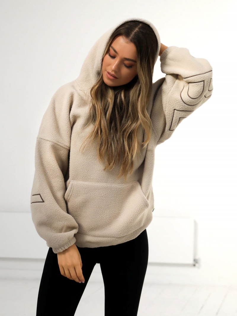 Tan Blakely Borg Isabel Oversized Hoodie | MKPL-52640