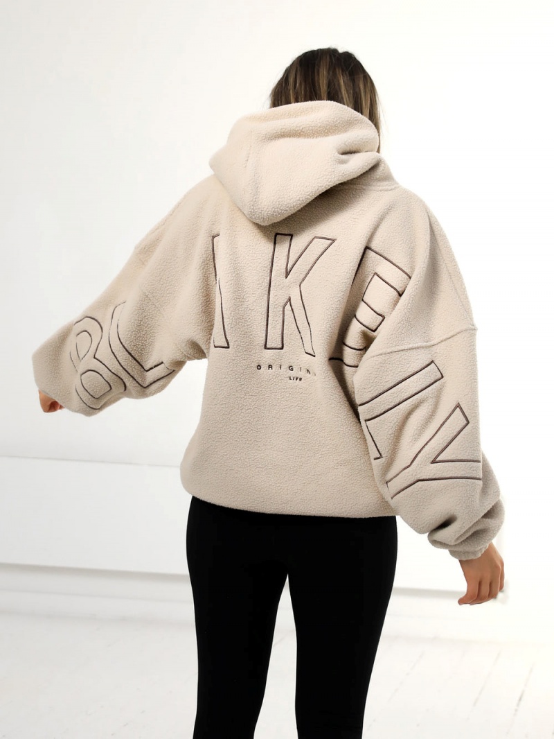 Tan Blakely Borg Isabel Oversized Hoodie | MKPL-52640