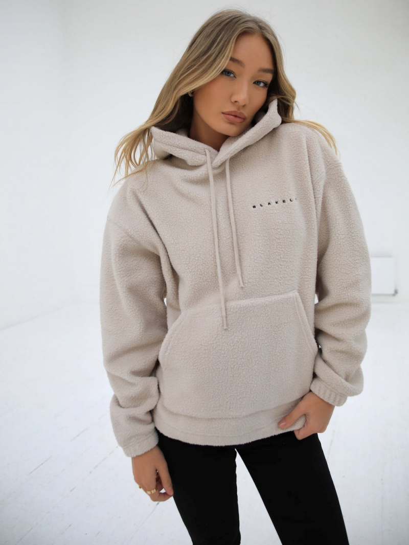 Tan Blakely Borg Womens Oversized Hoodie | LHPT-23156