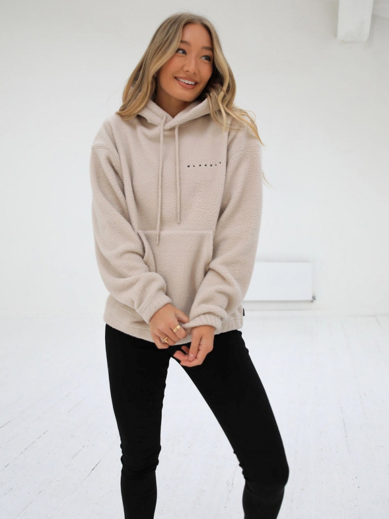 Tan Blakely Borg Womens Oversized Hoodie | LHPT-23156