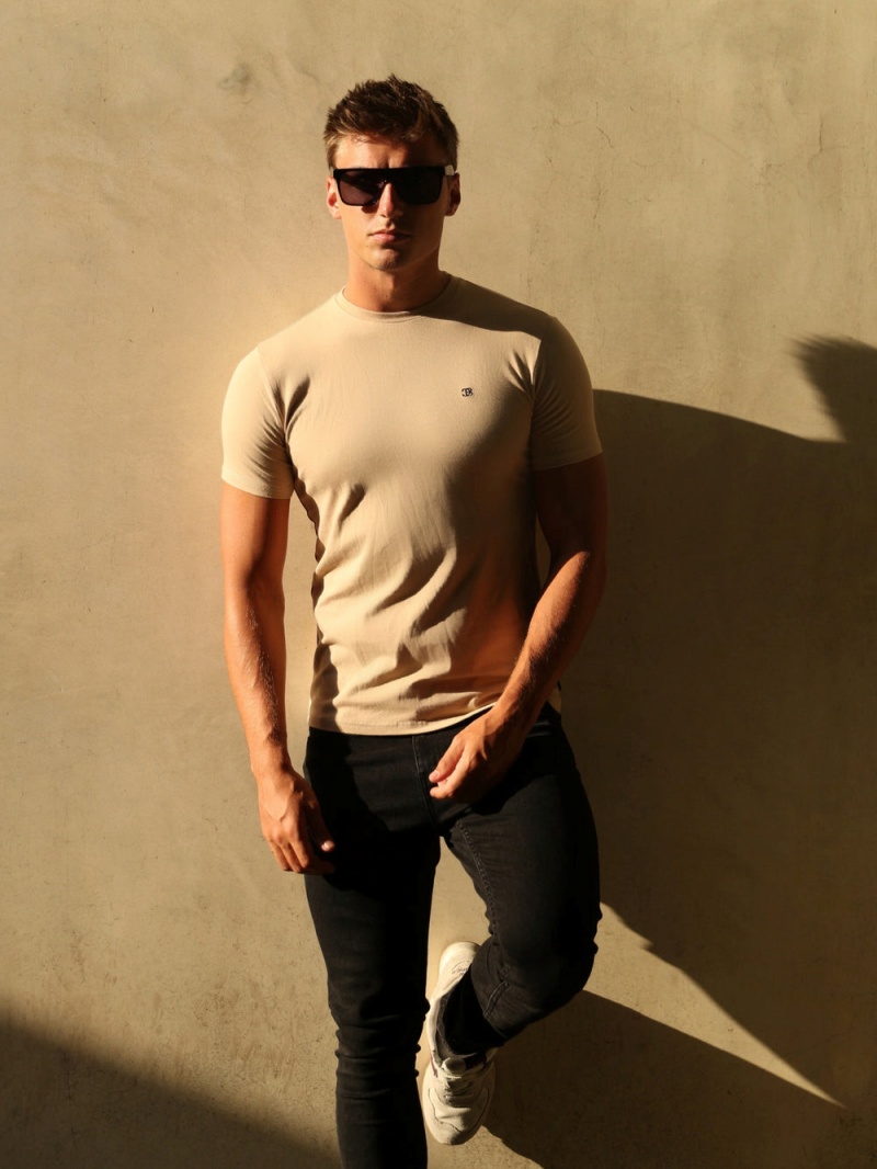 Tan Blakely Initial T-Shirt | PMHU-13892
