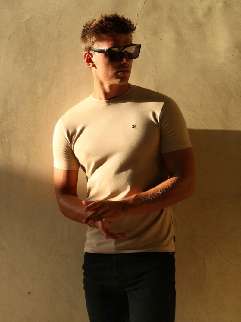 Tan Blakely Initial T-Shirt | PMHU-13892