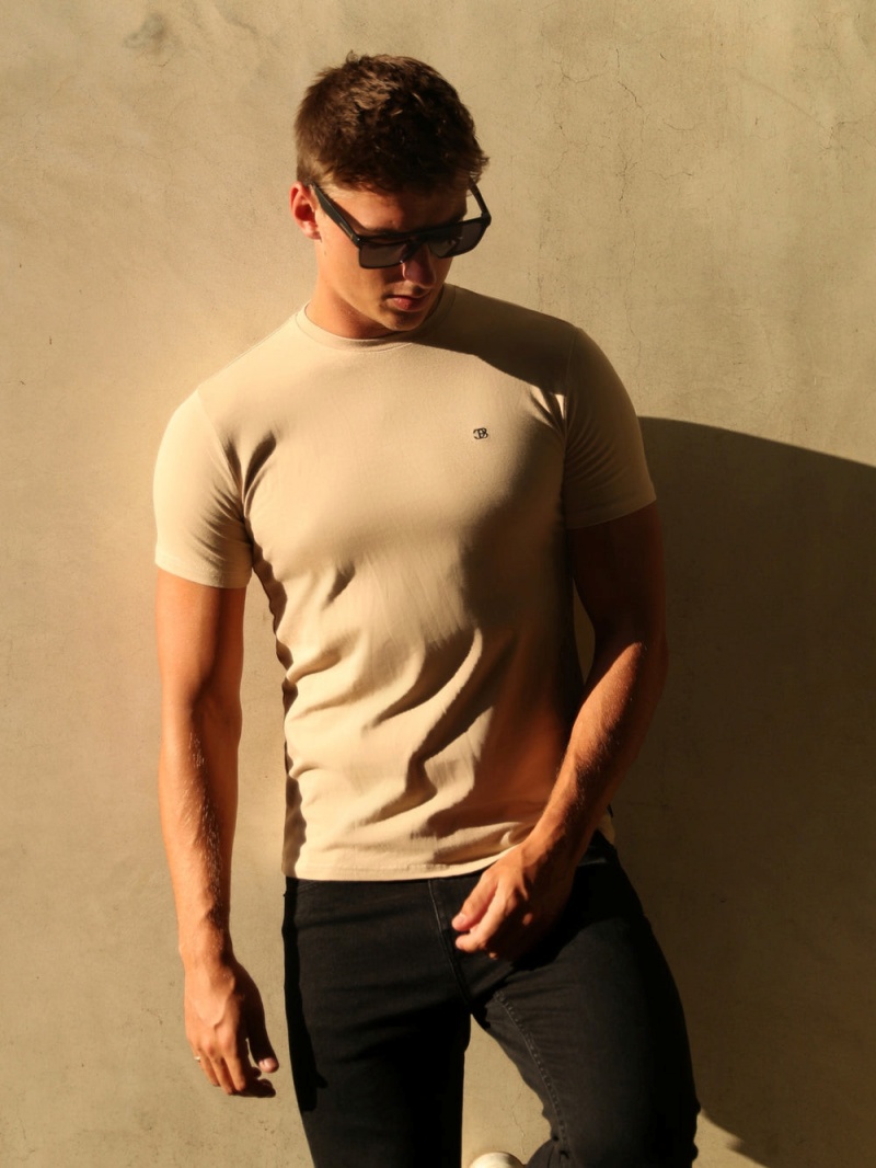 Tan Blakely Initial T-Shirt | PMHU-13892