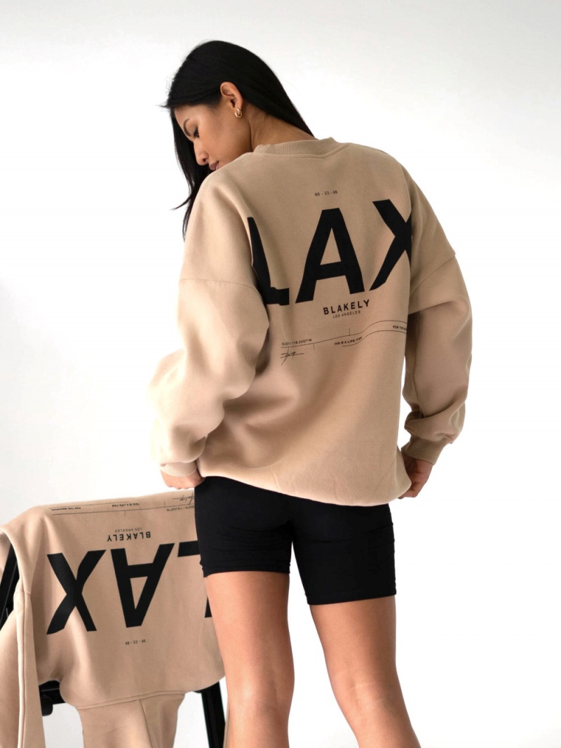 Tan Blakely LAX Isabel Oversized Jumper | YTKP-58429