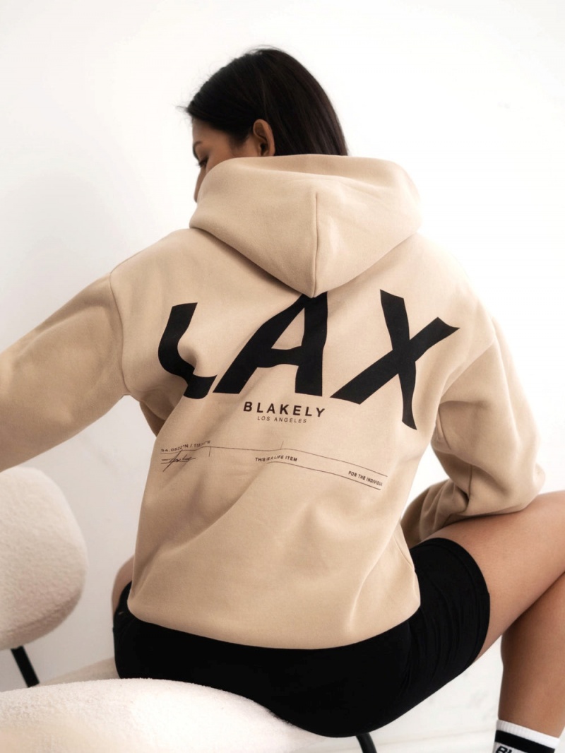 Tan Blakely LAX Women's Oversized Hoodie | GJTY-96378