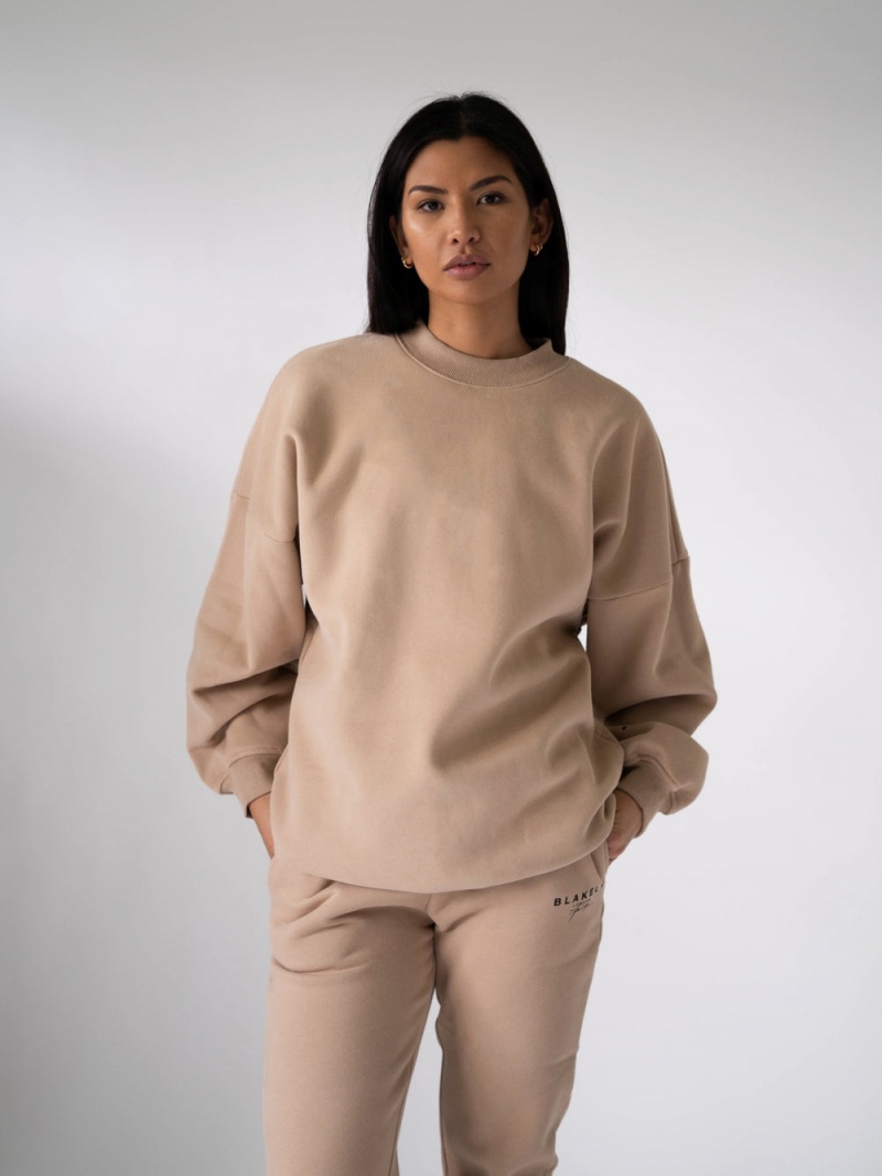 Tan Blakely LDN Womens Oversized Jumper | IKFC-53061