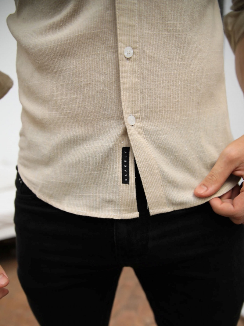 Tan Blakely Odessa Pinstripe Shirt | CZWK-25487