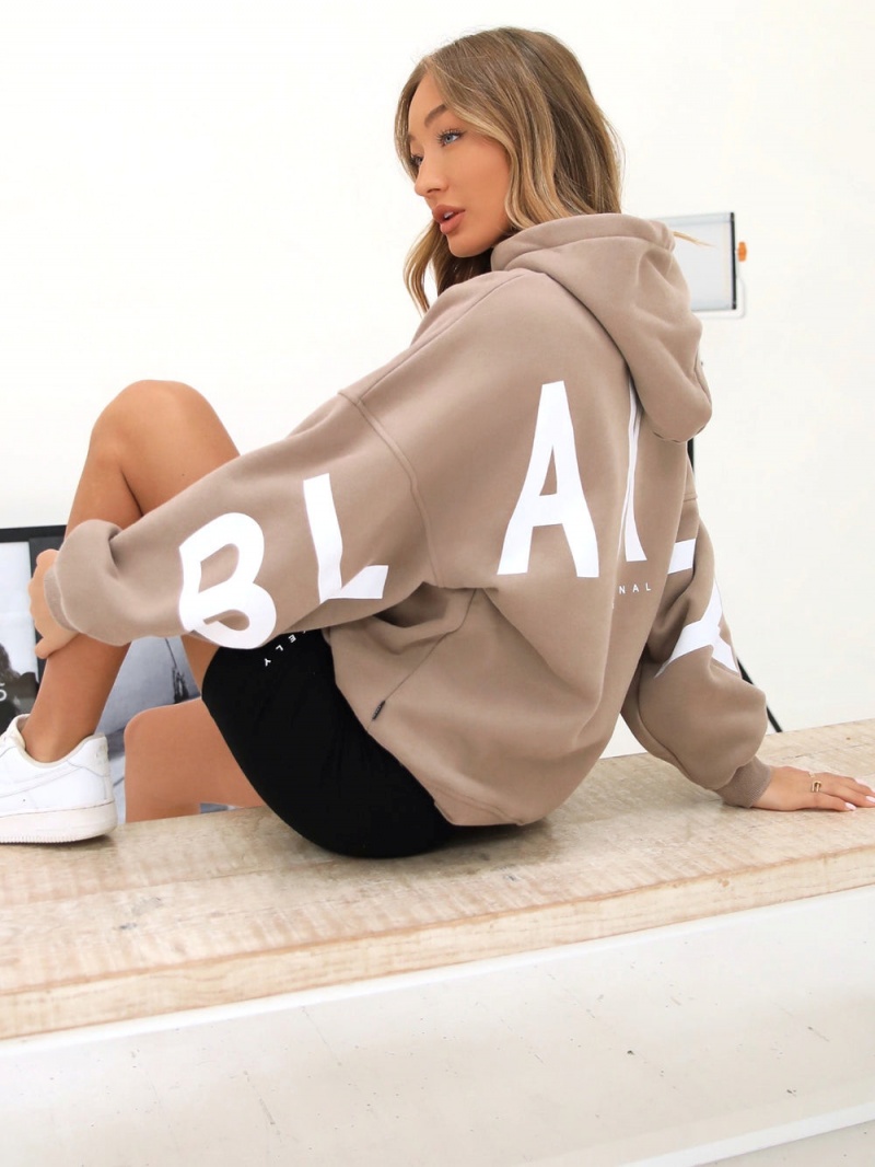 Taupe Brown Blakely Isabel Oversized Hoodie | OTEB-47365