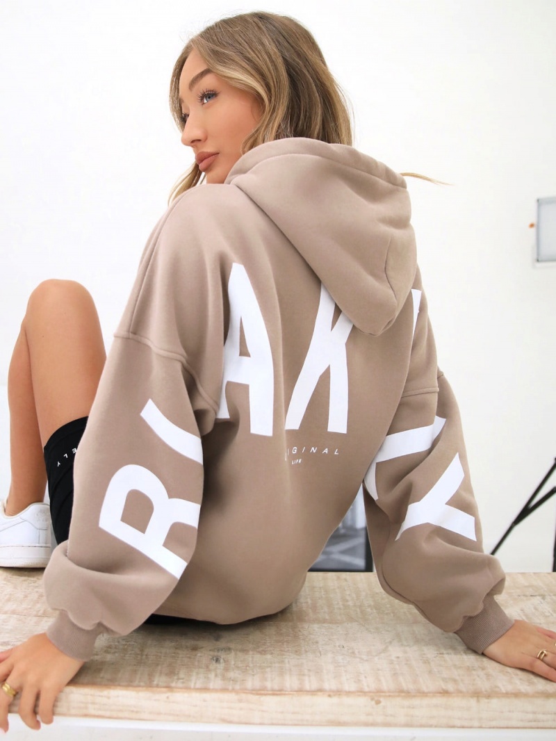 Taupe Brown Blakely Isabel Oversized Hoodie | OTEB-47365