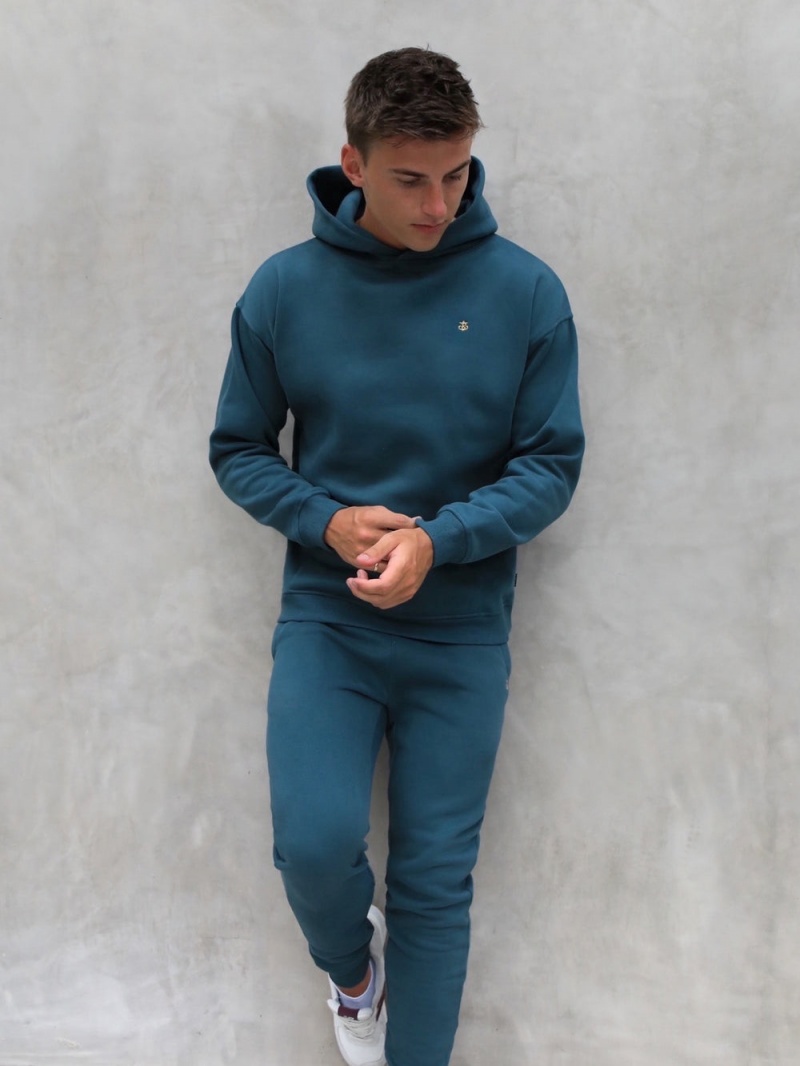 Teal Green Blakely Anchor Relaxed Hoodie | HGBX-48312