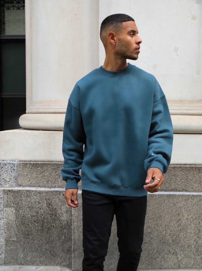 Teal Green Blakely Idris Oversized Jumper | NAOV-36084