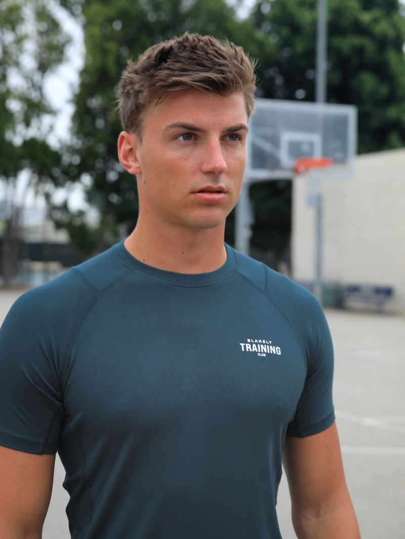 Teal Green Blakely Slim Training T-Shirt | RSJN-24169