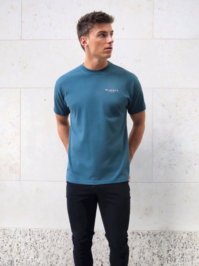 Teal Green Blakely Universal Relaxed T-Shirt | HOLE-49507