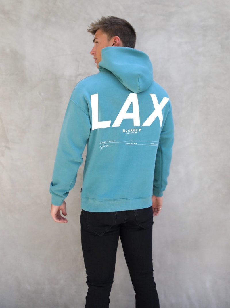 Turquoise Blakely LAX Relaxed Hoodie | NZAL-18236