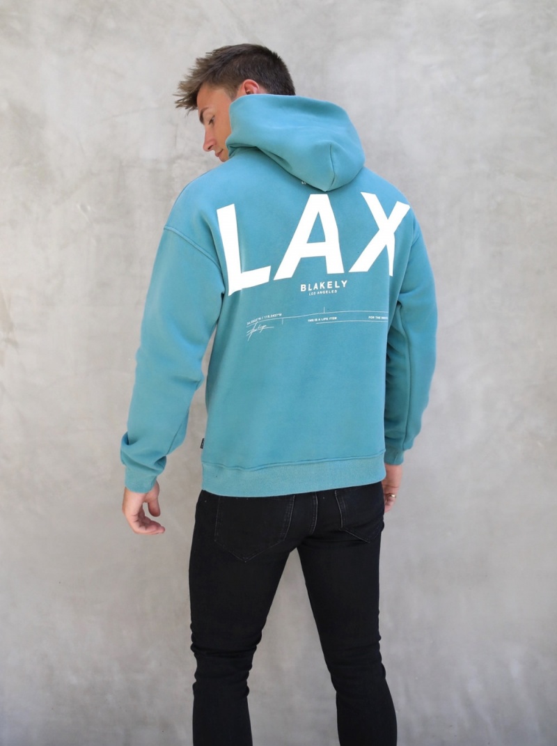 Turquoise Blakely LAX Relaxed Hoodie | NZAL-18236