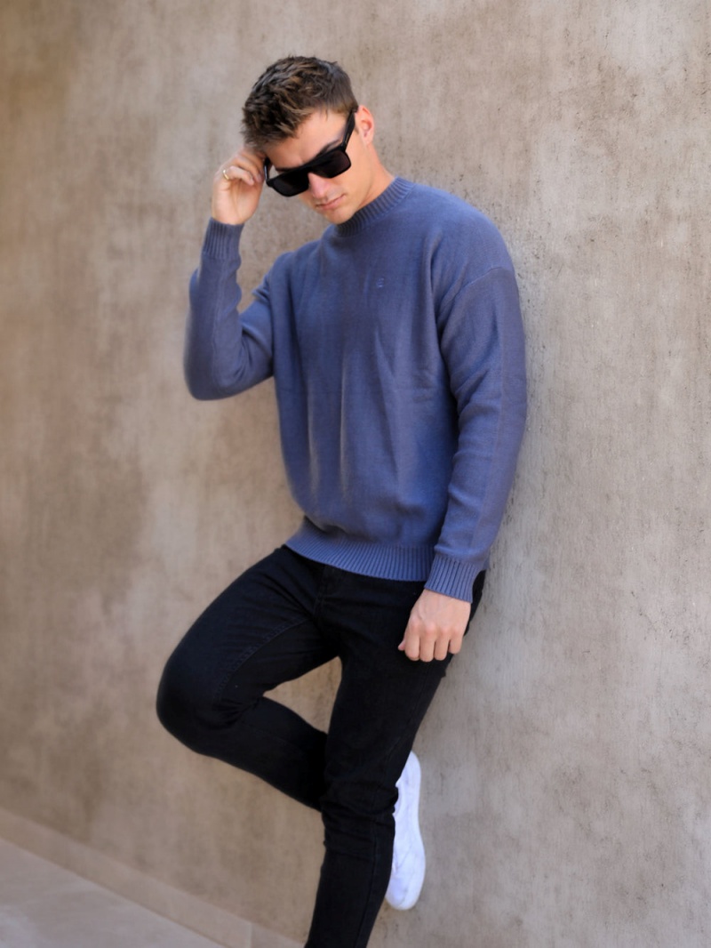 Utility Blue Blakely Huxley Knit Jumper | ELTG-62190