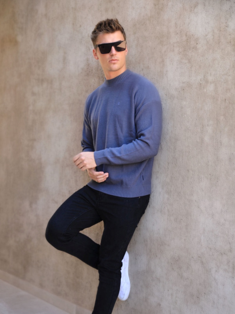 Utility Blue Blakely Huxley Knit Jumper | ELTG-62190